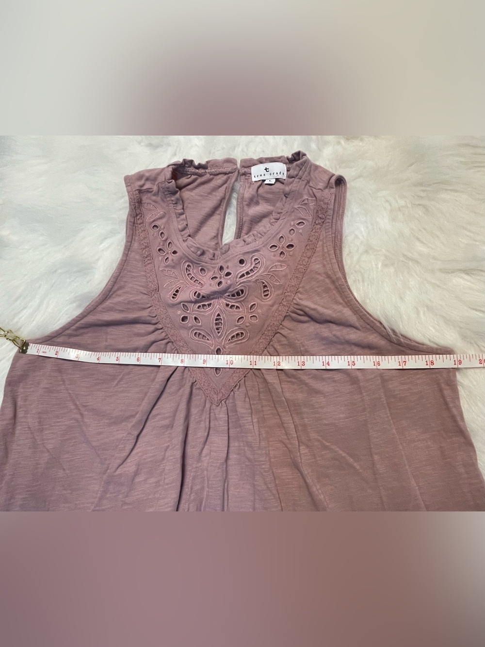 True Craft Mauve Sleeveless Eyelet Yoke Tank - Picture 5 of 8